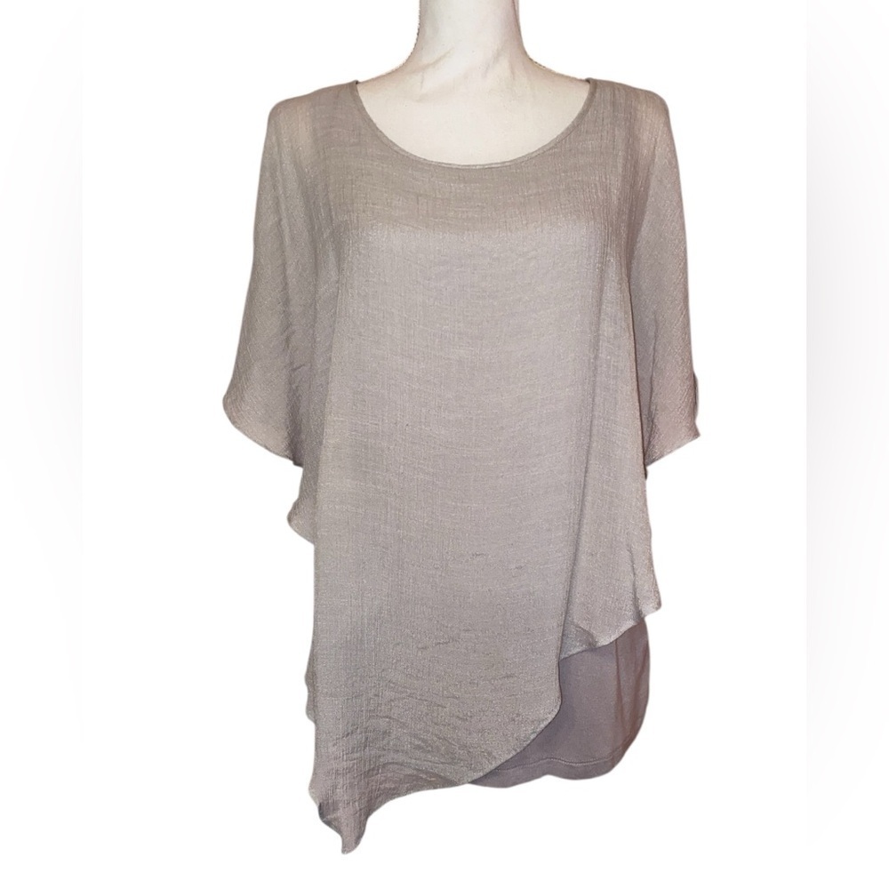 APT 9 Boho Cottagecore Overlay Blouse in Tan Size LARGE